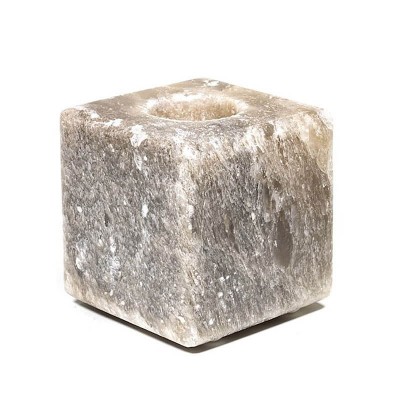 Smuk salt krystal fyrfadsstage grå cube - 1